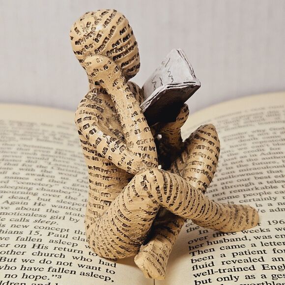Resin Woman Reading Book Figurine Human Sculpture Bookends Bookshelf Words Skin - Picture 5 of 13